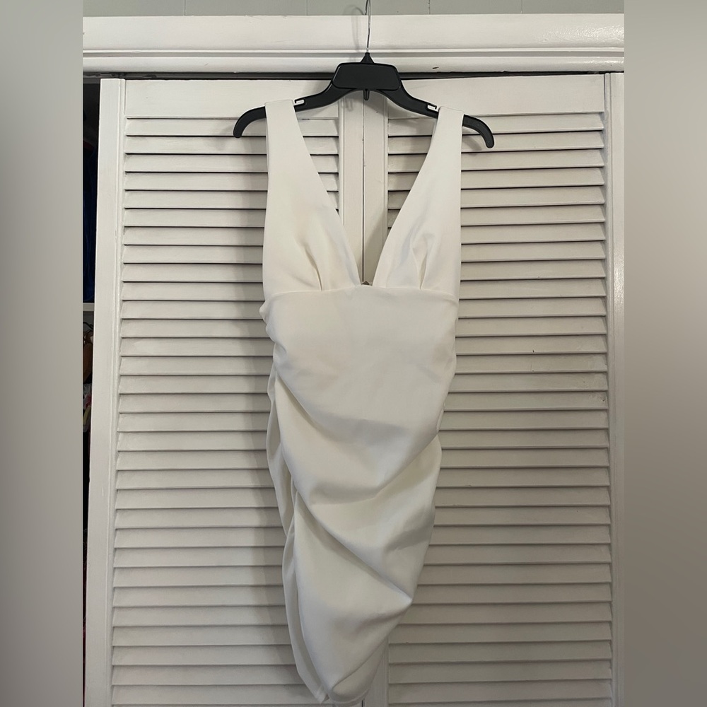 ASOS White Ruched Cocktail Minidress